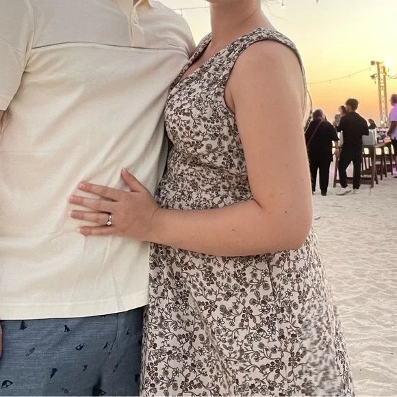 Old Navy Floral Midi Dress - Cream and Brown - Picture 11 of 11